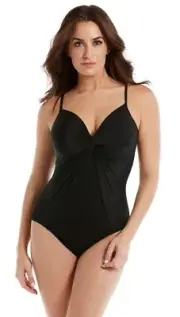 MIRACLESUIT Rock Solid Black Love Knot Bathing Suit One-piece Underwire Swimsuit