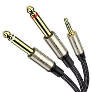 3.5mm 1/8" TRS to Dual 6.35mm 1/4" TS Audio Y Splitter Cable for iPhone iPod