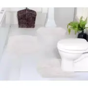 Waterford Collection 100% Cotton Tufted Bath Rug, 3-Pcs Set with Contour, Ivory