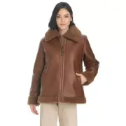 $140 NWT KOOLABURRA UGG Women's Motorcycle Shearling Jacket Sherpa Brown Size XL