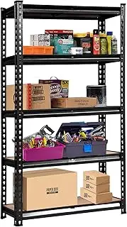Giantz 1.5M x 0.7M Garage Shelving, Warehouse Racking System Rack Storage Shelves Industrial Commercial Organize Capacity, 5 Steel Metal Adjustable 750KG Assembly Easy Heavy Duty Black