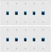 YUPVM 10 Pieces Ethernet Wall Outlet Plate Cat6 RJ45 Wall Plate Jack Female to Female Ethernet Inline Coupler Plates Ethernet