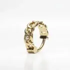 14K Yellow Gold Diamond Chain Nose Ring with Clicker Closure, Cartilage Jewelry