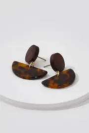 Tortoise Shell Semi Circle Earrings--TGT-EKJ5227