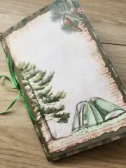 Junk Journal Booklet "GREAT OUTDOORS" Handmade Camping Fishing Hiking + Ephemera