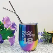 18th Birthday Rainbow Tumbler Stemless Wine Glass