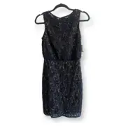 NWT Aidan by Aidan Mattox Black Beaded Tank Sheath Dress Size 0