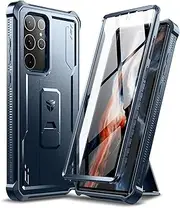 [Dexnor] Compatible with Samsung Galaxy S22 Ultra 5G Case with Built-in Screen Protector Military-Grade 360 Full Body Shockproof Bumper Protection Cover with Stand - Navy Blue