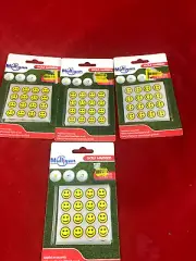 4 New Mulligan Smiley Face Golf Ball Stickers Markers