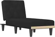 vidaXL Reclining Chaise Longue Sofa - Black Velvet, Convertible Lounger for Living Room/Bedroom, Plywood Frame, 3 Positions