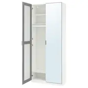 PAX / KAMMARTORP wardrobe combination, white/mirror glass grey, 100x38x236 cm