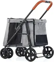 Luxury Large Dog Stroller, Dog Strollers for Large Dogs Premium Pet Pram Pushchair 4 Wheel Pet Gear Pet Stroller for Cat, Dog and More, Foldable Carrier Strolling Cart(Grey)