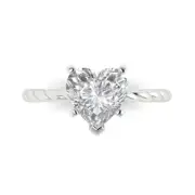 14K White Gold Solitaire Promise Ring, 2 ct Heart Cut Simulated Diamond