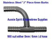 Brand New Stainless Steel J Piece 6mm Barbs for Home Brew Beer Gas Line Splitter
