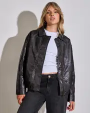 [Ava And Ever] Ava And Ever Women's Harley Faux Leather Jacket in Vintage Black Size 6 6 Vintage Black
