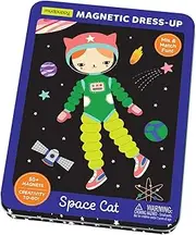 Mudpuppy Space Cat Magnetic Tin – Includes 3 Sheet of Mix & Match Dress Up Magnets and 2 Background Scenes – Toy Magnets for Kids with Hinged Storage Tin – Great Travel Activity for Kids and Toddlers