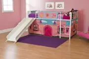 Loft Beds For Girls Pink Tent Princess White Slide Children Gift Low Twin Junior