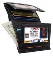 Leather Bifold Mens Hipster Wallet Credit Cards 2 Flap Front Pocket European