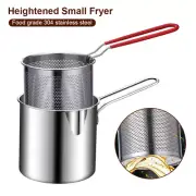 Kitchen Deep Frying Pot Stainless Steel Fryer W/Strainer Fryer Pan Cooking Tool