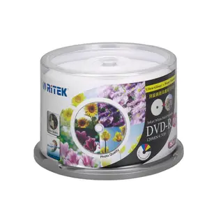 RiTEK 錸德 16x DVD-R 可列印 空白光碟片 燒錄片 頂級鏡面 原廠50片裝