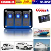 3 Gang Rocker Switch Panel PRE WIRED Dual LED Boat Caravan Marine Car 12V 24V AU