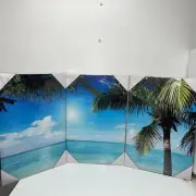 3 Panels Canvas Wall Art for Living Room - Tropical Ocean Beach Blue Sky -16x24