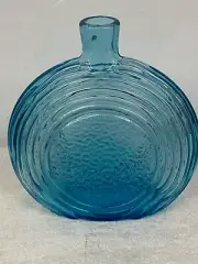 EMPOLI GLASS (ITALY), BLUE TEXTURED AND RIBBED DECANTER (NO STOPPER)