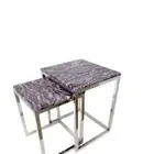 15"x15" Amethyst Stone Nesting Table Top, Center Table Top ,Hallway Office Decor