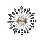 [Unbranded] Artiss 60cm Wall Clock Large 3D Peacock Crystal Si