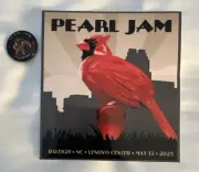 PEARL JAM STICKER PIN SET RALEIGH NORTH CAROLINA 5/13/2025 EVENT BUTTON CARDINAL