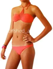 Rip Curl Womens 12 SANTORINI BANDEAU BIKINI SET - GSIIBL Apricot Rrp $85.99