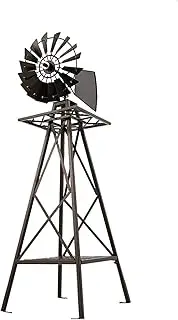 Gardeon Garden Ornaments Windmill, 120cm Height Gardening Decor Metal Ornament Outdoor Wind Mill Spinner Decorations Home Yard Setting Decoration, Weather-Resistant with Nuts Bolts Brown.