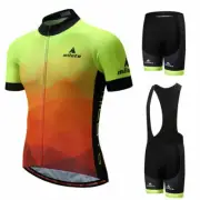 Men's Reflective Cycling Set Cycle Jersey Top & Padded (Bib) Shorts Coolmax Kit