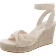 Toms Womens Ivory Canvas Wedge Ankle Strap Espadrilles 9 Medium (B,M) BHFO 7373