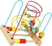 JOINPAYA Toys for Toddlers Bead Maze Activity Toy Wooden Puzzle for Children Math Cognition Shape Sorter