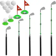 Youth Golf Iron, 35-inch Telescopic Aluminum Kids Golf Club, Right-Handed, with 6 Practice Balls, Practice Putting Cups and Flags