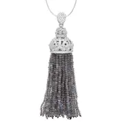 925 Sterling Silver Labradorite Tassel,White topaz Tassel,Labradorite Pendant