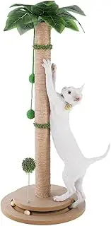 Scratching Posts for Indoor Cats Adults - 33.2" Tall Cat Scratching Post with Sisal Rope - Cute Kitten Cat Tree Scratching Post with Interactive Ball Track