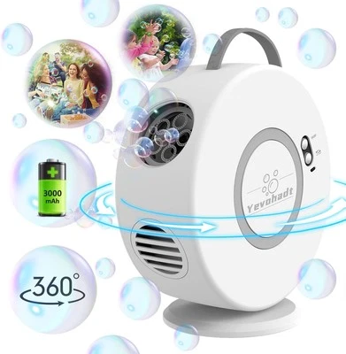 Bubble Machine for Kids Toddlers,Automatic Bubble Blower Rechargeable, 90° 360°