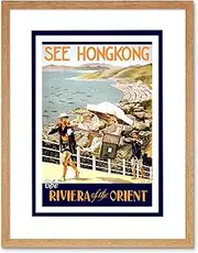 Travel Hong Kong Riviera Orient Ad Picture Framed Wall Art Print