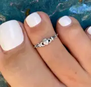 Claddagh 925 Sterling Silver Toe Ring for Women, Thin Band Celtic USA Seller