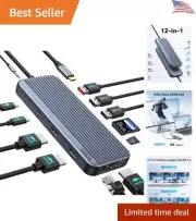 Multiport High-Speed USB C Docking Station - 3 HDMI - 12 in 1 - Triple Display
