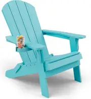 Outside Lawn Chair Foldable Adirondack Garden Folding Chairs W/Cup Holder Chair
