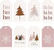 Whaline 120Pcs Christmas Tags with Hemp Rope Boho Christmas Paper Tags Xmas Tree Snowflake Seasonal Wishes Holiday Hanging Labels Name Tags for Xmas Winter DIY Gift Party Favor Decor, 8 Designs
