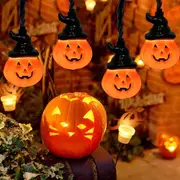 1/2 Pack Halloween Pumpkin String Lights Decorations Light with Wizard Hat