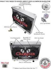 4 Row PR Champion Radiator 1680S,2 12" Fans - 1965 - 1967 Pontiac Tempest V8 Eng