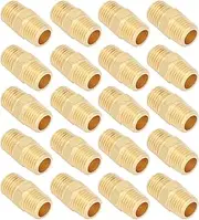 20pcs Air Hose Fittings, 1/4 Inch NPT to 1/4 Inch NPT Male Thread Solid Brass Hex Nipples, Heavy Brass Pipe Adapter Fittings for Water Gas Oil Fuel