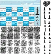 Zmbroll 1560Pcs Black Flat Head Self Tapping Screws M1/1.2/1.4/1.7/2/2.3 Mini Cross Drive Countersunk Tiny Screw Woodworking Small Fastener Screws 24 Size Assortment Kit for Electronic DIY