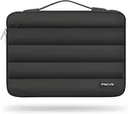 MOSISO 360 Protective Puffy Laptop Sleeve 13-14 inch for Women Men, Carrying Case Compatible with MacBook Air M2 M1,Compatible with MacBook Pro 13/14,Polyester Horizontal Side Open Bag with Belt,Black
