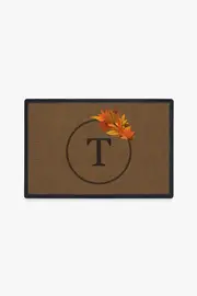 Harvest Leaves Monogram T Doormat